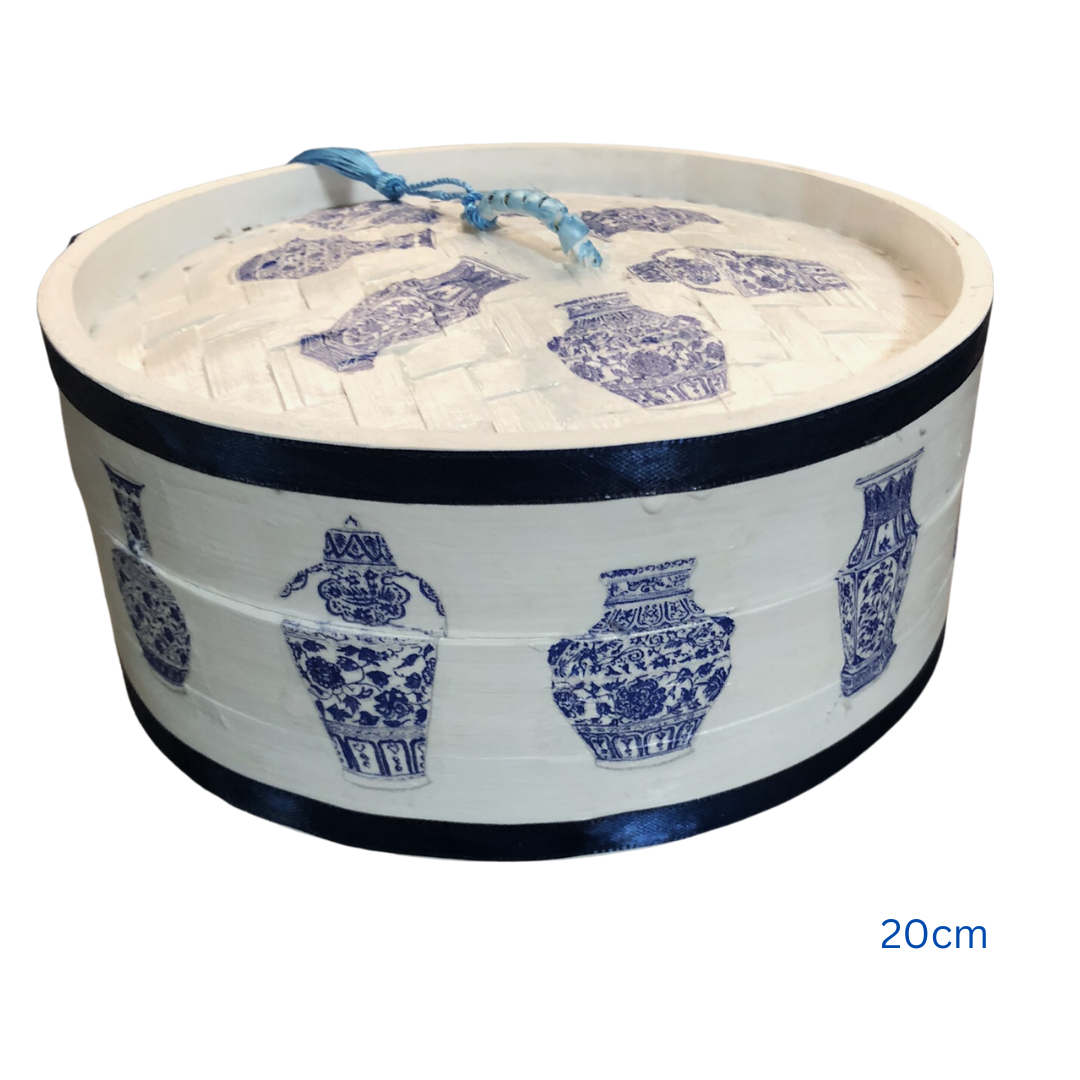 Bamboo Dim Sum Steamer - Blue and White Chinese Vase