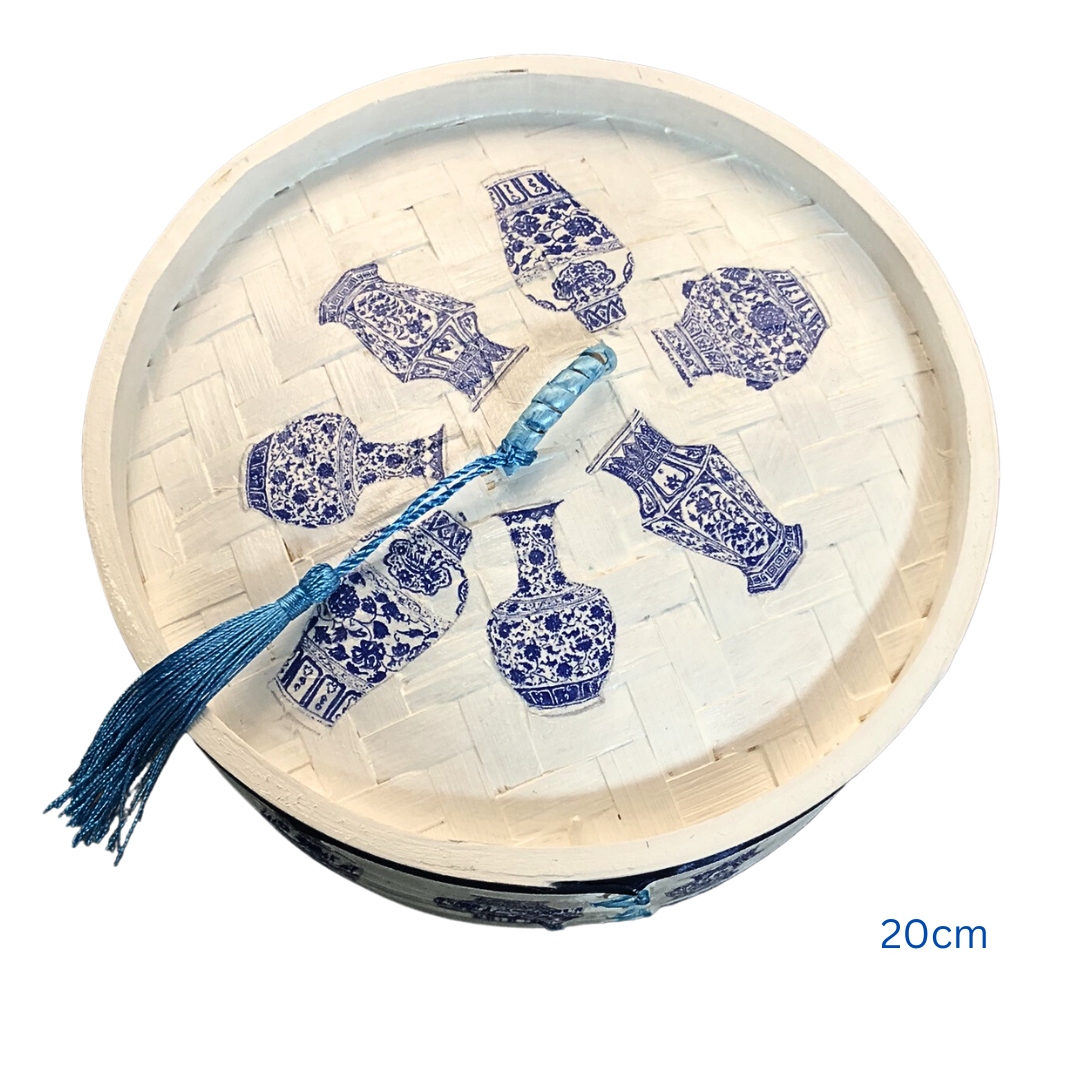 Bamboo Dim Sum Steamer - Blue and White Chinese Vase