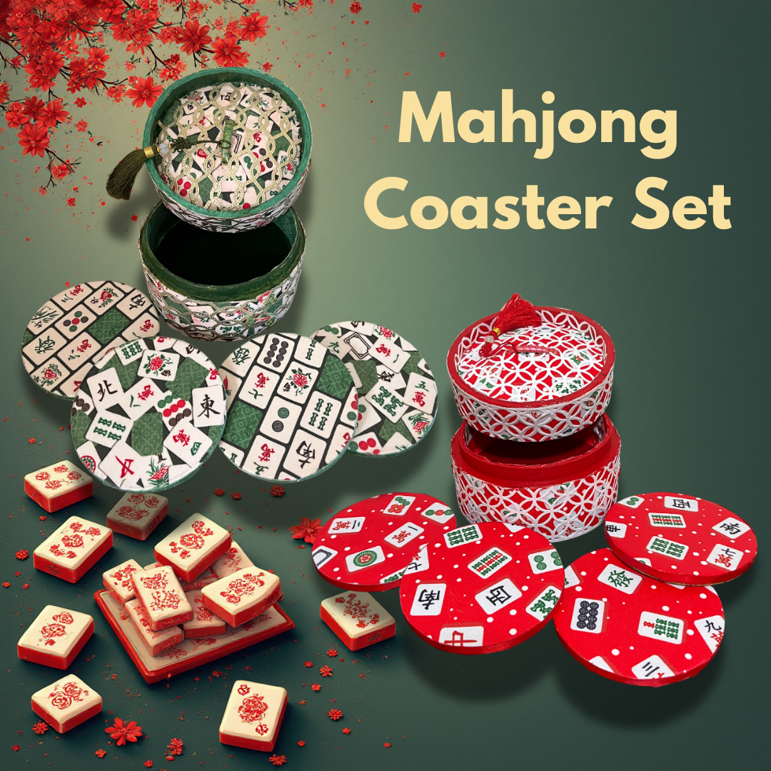 Red Mahjong Coaster Gift Set