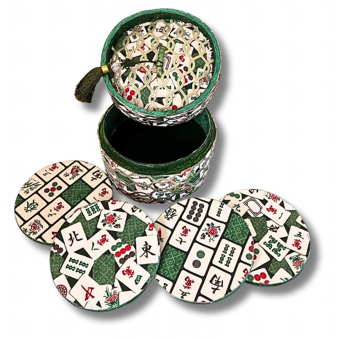 Green Mahjong Coaster Gift Set