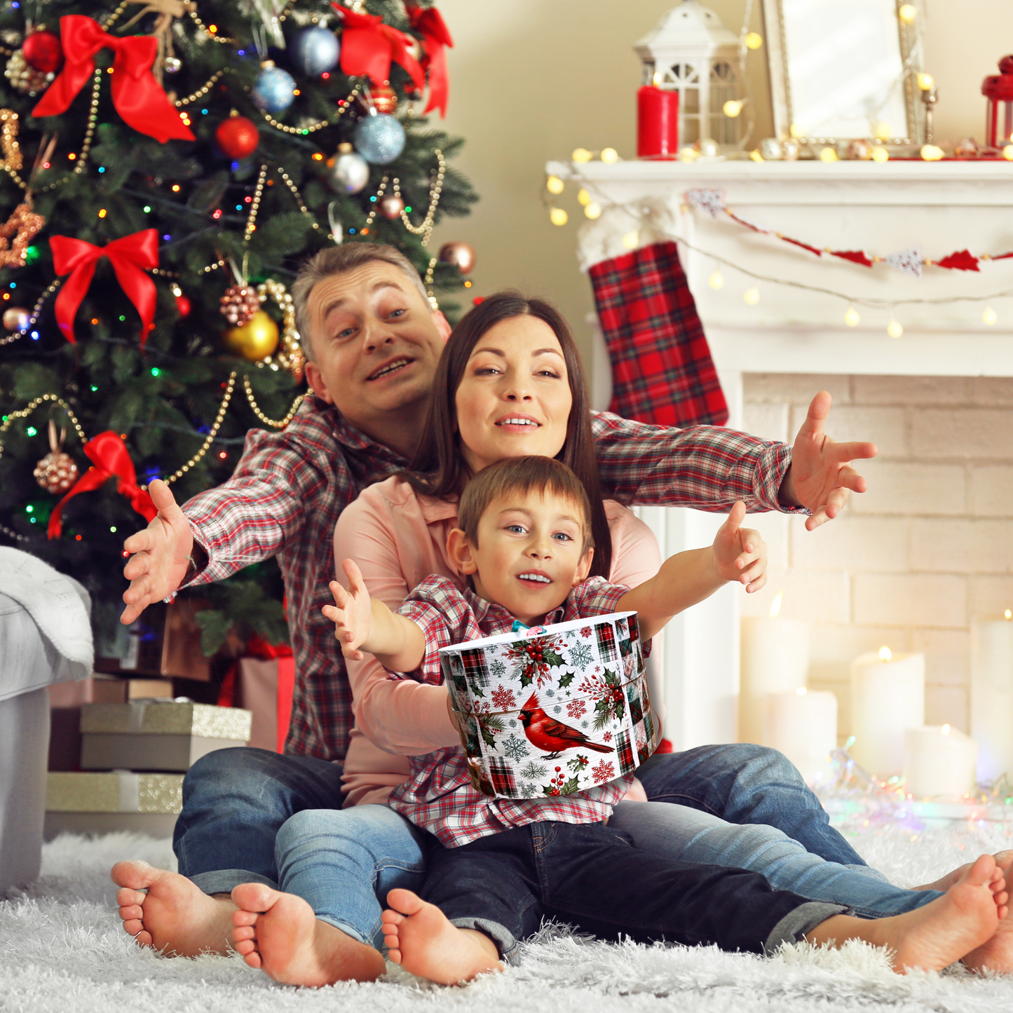 Personalised Family Chiristmas Coasters With Coaster Box