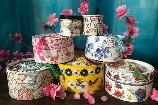 Bamboo Dim Sum Steamer - Yellow Flower Chinoiserie