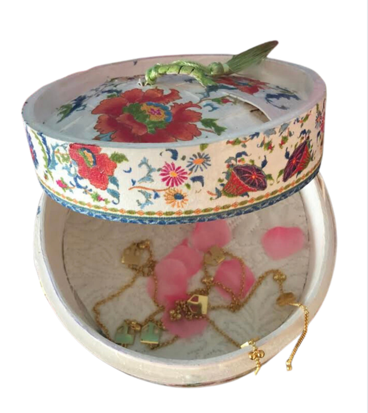 Bamboo Dim Sum Steamer - Red Flower Chinoiserie