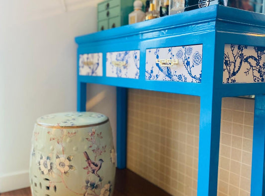 Chinoiserie Peacock Bedroom Suite Side Table