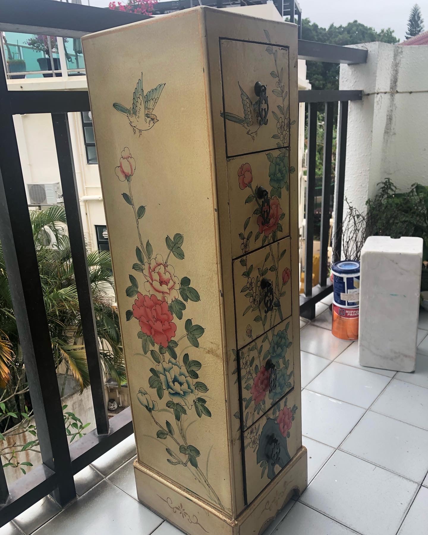 Chinoiserie Peacock Bedroom Suite Chinese Small drawer Unit