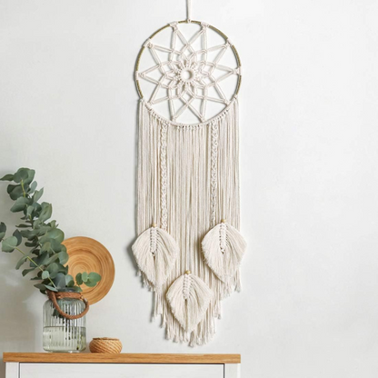 Three Leaf Macrame Dreamcatcher Wallhanging Boho style