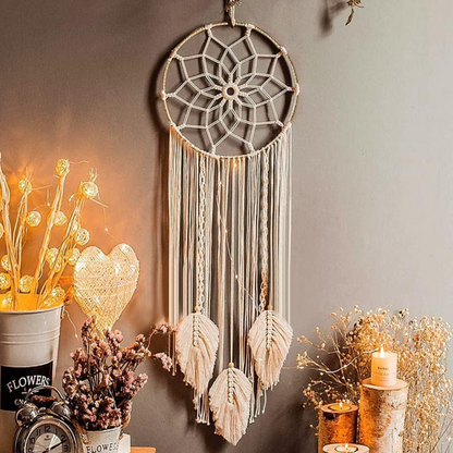 Three Leaf Macrame Dreamcatcher Wallhanging Boho style