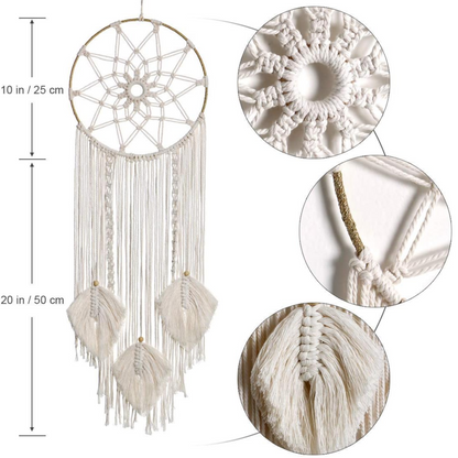 Three Leaf Macrame Dreamcatcher Wallhanging Boho style